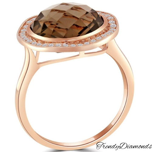 Rose Gold Smoky Topaz & Diamond Ring - Linda & Co