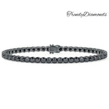 6.50ctw Round Brilliant Black Diamond Eternity Tennis Bracelet set in 14k Black Gold