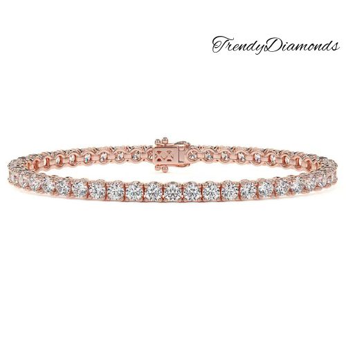 7.50ctw Round Brilliant Diamond Eternity Tennis Bracelet set in 14k Rose Gold
