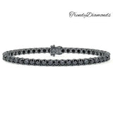 8.50ctw Round Brilliant Black Diamond Eternity Tennis Bracelet set in 14k Black Gold