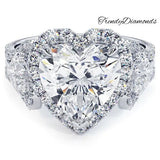 3 Carat Heart Shape Three stone Halo Diamond