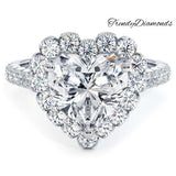 2 Carat Heart Shape Beaded Prong Halo