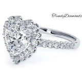 2 Carat Heart Shape Beaded Prong Halo