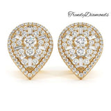 1.54ctw Diamonds Cluster Stud Earrings 14k Yellow Gold