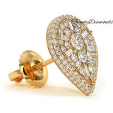 1.54ctw Diamonds Cluster Stud Earrings 14k Yellow Gold