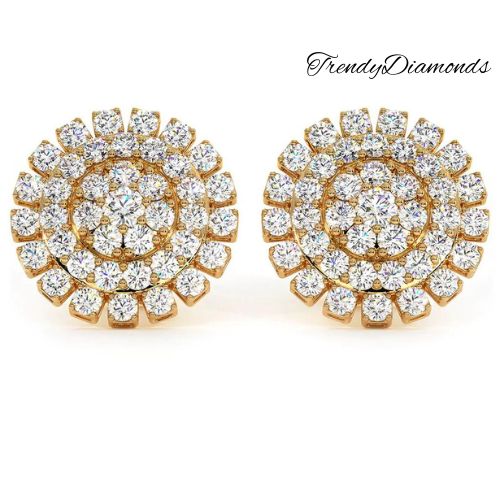 2.34ctw Diamonds Cluster Stud Earrings 14k Yellow Gold