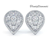 1.54ctw Diamonds Cluster Stud Earrings 14k White Gold