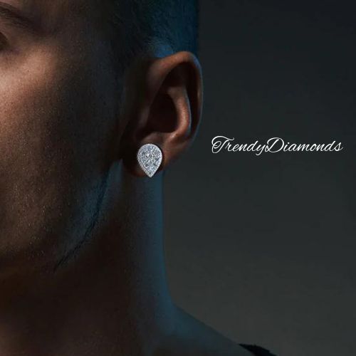 1.54ctw Diamonds Cluster Stud Earrings 14k White Gold