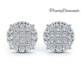 1.15ctw Diamonds Cluster Stud Earrings 14k White Gold