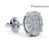 1.15ctw Diamonds Cluster Stud Earrings 14k White Gold