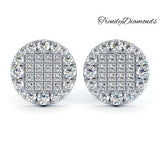 1.75ctw Diamonds Cluster Stud Earrings 14k White Gold