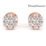 1.00ctw Diamonds Cluster Stud Earrings 14k Rose Gold