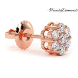 1.00ctw Diamonds Cluster Stud Earrings 14k Rose Gold