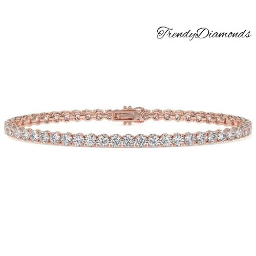 5.50ctw Round Brilliant Diamond Eternity Tennis Bracelet set in 14k Rose Gold