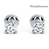 1.50ctw Round Brilliant Diamond Studs Earrings Basket Set in 14k White Gold