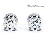 2.00ctw Round Brilliant Diamond Studs Earrings Basket Set in 14k White Gold