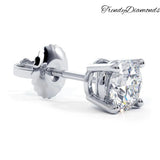 2.00ctw Round Brilliant Diamond Studs Earrings Basket Set in 14k White Gold