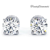 3.00ctw Round Brilliant Diamond Studs Earrings Basket Set in 14k White Gold