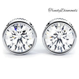 1.50 Carat E-VS Certified Diamond Studs Earrings Bezel Setting 14k White Gold