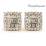 1.50ctw Diamonds Cluster Stud Earrings 14k Yellow Gold