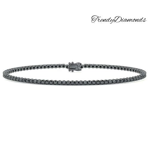 1.80ctw Round Brilliant Black Diamond Eternity Tennis Bracelet set in 14k Black Gold