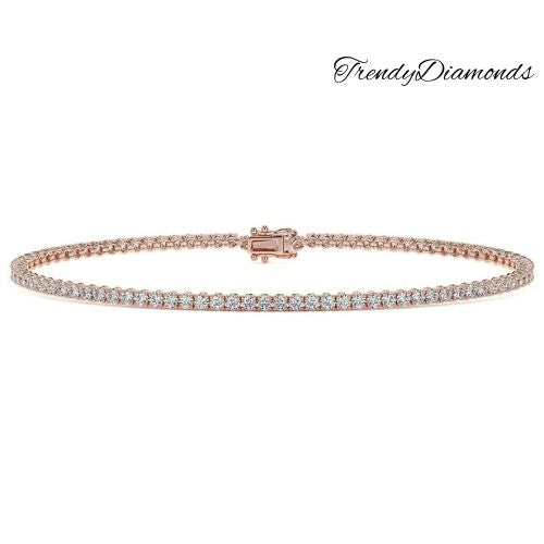 1.80ctw Round Brilliant Diamond Eternity Tennis Bracelet set in 14k Rose Gold