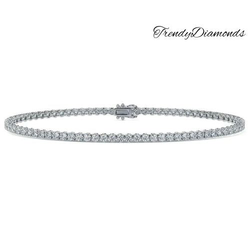 2.50ctw Round Brilliant Diamond Eternity Tennis Bracelet set in 14k White Gold