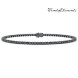 2.50ctw Round Brilliant Black Diamond Eternity Tennis Bracelet set in 14k Black Gold