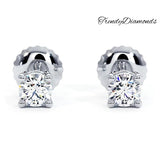 0.75ctw Round Brilliant Diamond Studs Earrings Basket Set in 14k White Gold