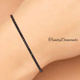 2.50ctw Round Brilliant Black Diamond Eternity Tennis Bracelet set in 14k Black Gold