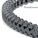 2.50ctw Round Brilliant Black Diamond Eternity Tennis Bracelet set in 14k Black Gold