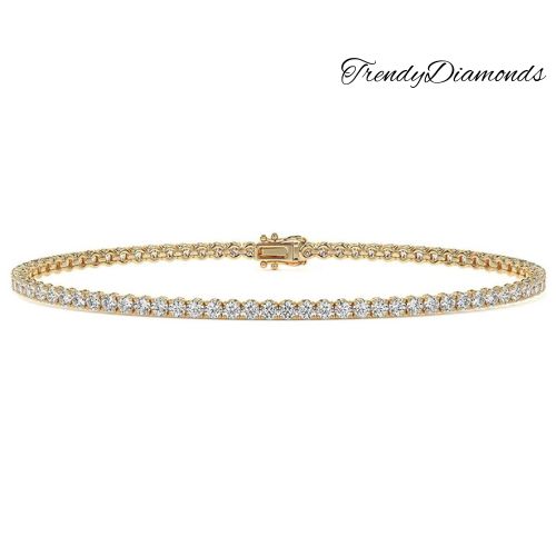 2.50ctw Round Brilliant Diamond Eternity Tennis Bracelet set in 14k Yellow Gold