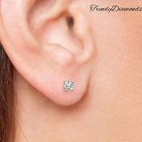 0.75ctw Round Brilliant Diamond Studs Earrings Basket Set in 14k White Gold