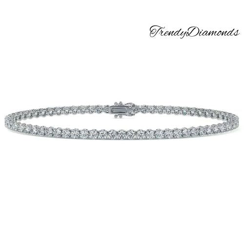 3.25ctw Round Brilliant Diamond Eternity Tennis Bracelet set in 14k White Gold