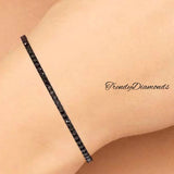 3.25ctw Round Brilliant Black Diamond Eternity Tennis Bracelet set in 14k Black Gold