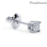 0.75ctw Round Brilliant Diamond Studs Earrings Basket Set in 14k White Gold