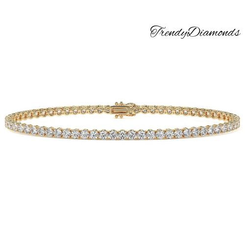 3.25ctw Round Brilliant Diamond Eternity Tennis Bracelet set in 14k Yellow Gold