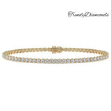 3.25ctw Round Brilliant Diamond Eternity Tennis Bracelet set in 14k Yellow Gold