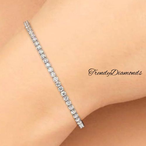 4.25ctw Round Brilliant Diamond Eternity Tennis Bracelet set in 14k White Gold