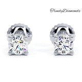 1.00ctw Round Brilliant Diamond Studs Earrings Basket Set in 14k White Gold