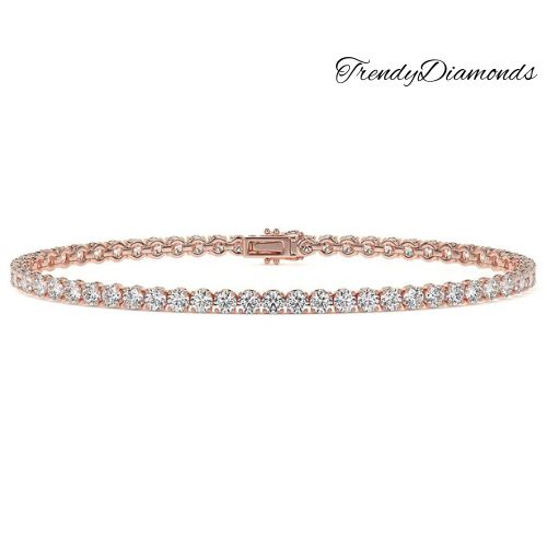 4.25ctw Round Brilliant Diamond Eternity Tennis Bracelet set in 14k Rose Gold