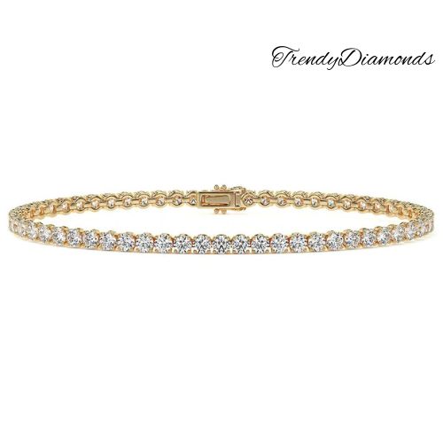 4.25ctw Round Brilliant Diamond Eternity Tennis Bracelet set in 14k Yellow Gold