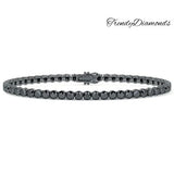 5.50ctw Round Brilliant Black Diamond Eternity Tennis Bracelet set in 14k Black Gold