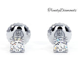 0.50ctw Round Brilliant Diamond Studs Earrings Basket Set in 14k White Gold