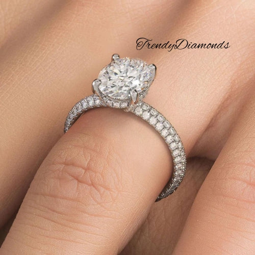 2 Carat Oval Cut Trio Micropavé