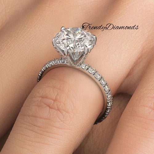 3 Carat Round Brilliant Petite 6 Prong Micropavé