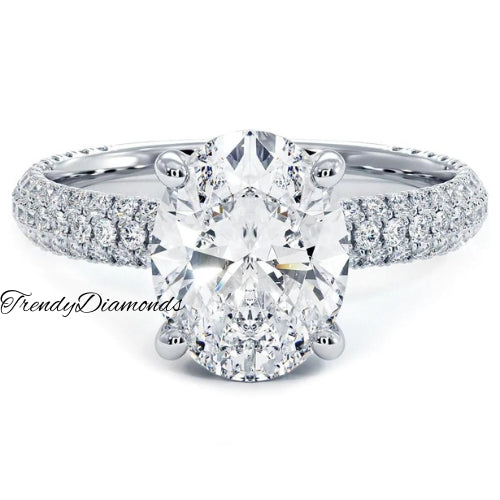 2 Carat Oval Cut Trio Micropavé