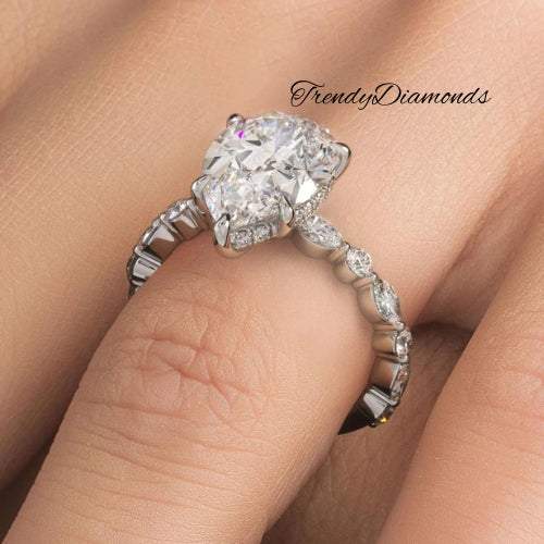 3 Carat Pear Shape Alternating Round & Marquise