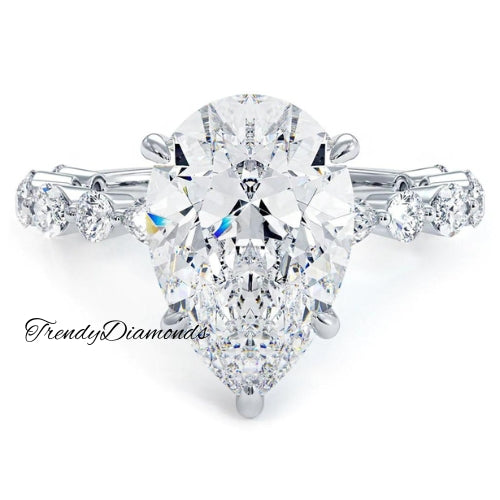3 Carat Pear Shape Alternating Round & Marquise