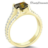 1.87 Carat Natural Fancy Brown Cushion Cut Diamond Engagement Ring 18k Gold